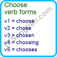 Past tense choose Choose Verb