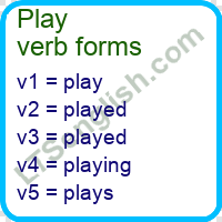 Play Past Tense, V1 V2 V3 V4 V5 Form Of Play, Past Participle Of