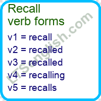 Recall Verb Forms