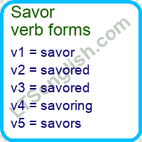 Savor Verb Forms